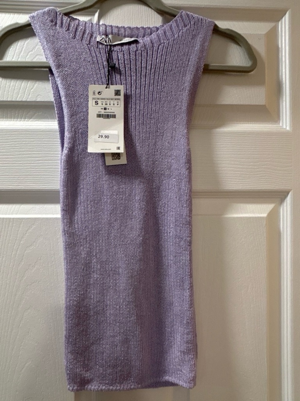 Zara Lilac Ribbed Sleeveless Knit Top